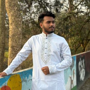 White Stylish All Over Print Punjabi