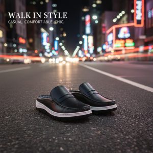 Genuine Leather Black Half Shoe