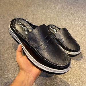 Genuine Leather Black Half Shoe