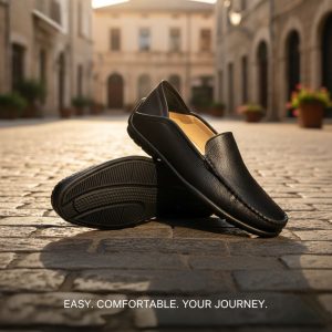Men Leather Loafers Slip On Black Edition