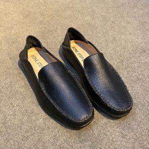 Men Leather Loafers Slip On Black Edition