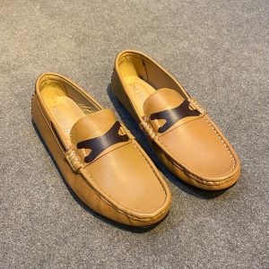 Men Leather Loafers Slip On Badge Edition