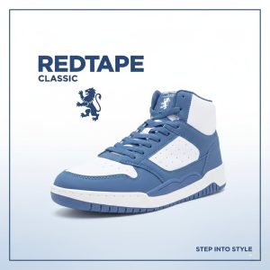 Redtape High-Neck Sneaker For Men | White-Blue Edition-14