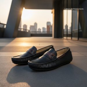 Men Leather Loafers Black-Chocolate Edition